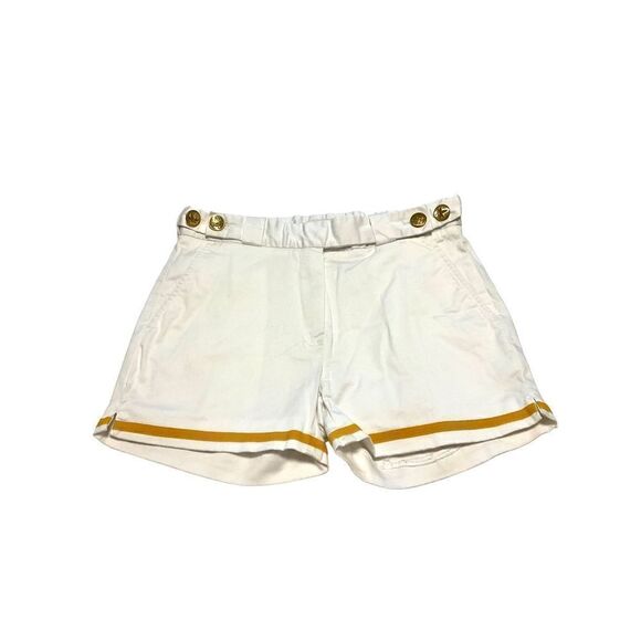 Boast Shorts, White w Mustard Edging and Gold “Leaf” Sailor Buttons, 4 - Picture 1 of 8